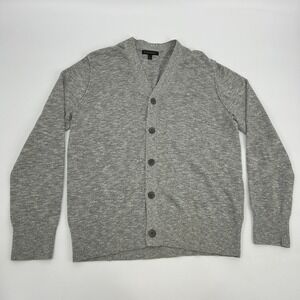 Banana Republic Cardigan Sweater Men L Gray Long Sleeve Button Front Grandpa Dad